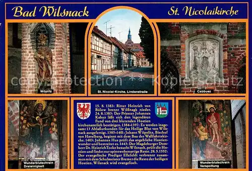 AK / Ansichtskarte Bad_Wilsnack Sankt Nicolaikirche Woeplitz Cabbuez Wunderblutschreine Chronik Bad_Wilsnack