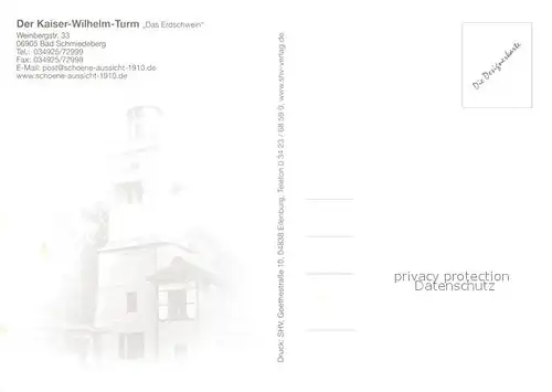 AK / Ansichtskarte Bad_Schmiedeberg Der Kaiser Wilhelm Turm Das Erdschwein Chronik Bad_Schmiedeberg