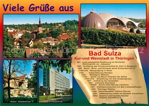 AK / Ansichtskarte Bad_Sulza Inhalatorium Klinikzentrum Toskana Therme Chronik Bad_Sulza