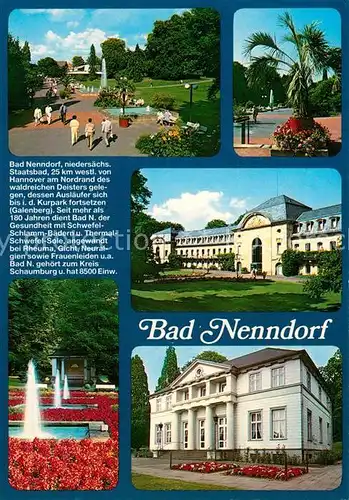 AK / Ansichtskarte Bad_Nenndorf Kurpark Wasserfontaenen Kurhaus Kurmittelhaus Chronik Bad_Nenndorf