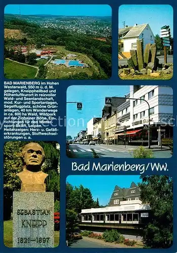 AK / Ansichtskarte Bad_Marienberg Fliegeraufnahme Sebastian Kneipp Denkmal Stadtansicht Chronik Bad_Marienberg