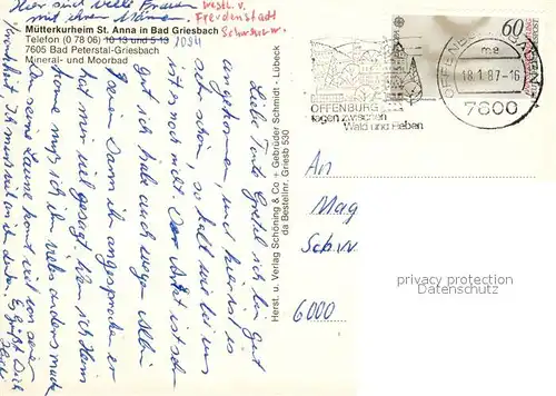 AK / Ansichtskarte Bad_Griesbach_Schwarzwald  Muetterkurheim Sankt Anna Bad_Griesbach