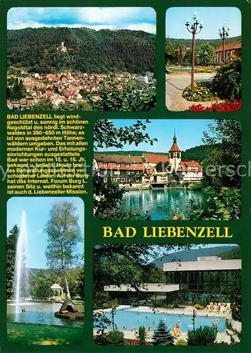 AK / Ansichtskarte Bad_Liebenzell Panorama Schwimmbad Wasserfontaene Chronik Bad_Liebenzell