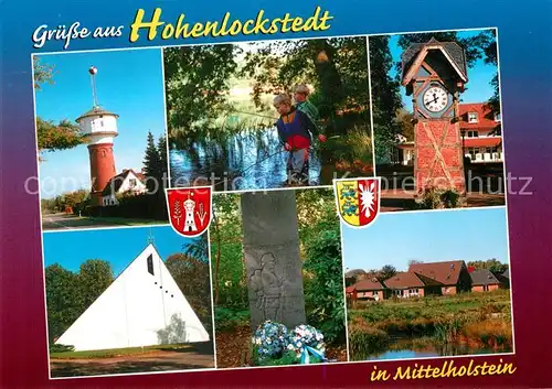 AK / Ansichtskarte Hohenlockstedt Leuchtturm angelnde Kinder Uhr Ortsansicht Hohenlockstedt