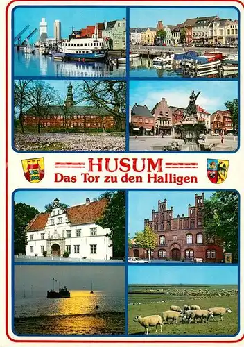 AK / Ansichtskarte Husum_Butjadingen Hafen Denkmal Schifffahrtsmuseum Amtsgerichtsgebaeude  Husum Butjadingen