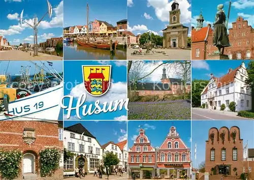 AK / Ansichtskarte Husum_Butjadingen Marienkirche Amtsgerichtsgebaeude Marktplatz Husum Butjadingen