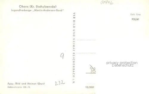 AK / Ansichtskarte Ohorn Jugendherberge Martin Andersen Nexoe Ohorn