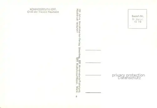 AK / Ansichtskarte Konnersreuth_Oberpfalz Grab Therese Neumann Konnersreuth Oberpfalz