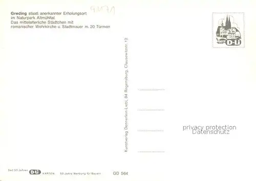 AK / Ansichtskarte Greding Rathaus Marinskirche Kusslerturm Greding