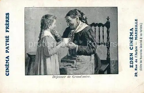 AK / Ansichtskarte Kinder_Child_Enfants Cinema Pathe Freres Dejeuner de Grand mere Eden Cinema Marseille  Kinder_Child_Enfants