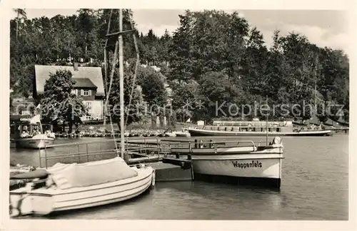 AK / Ansichtskarte Waldheim_Sachsen Talsperre Kriebstein Bootsstation Waldheim Sachsen