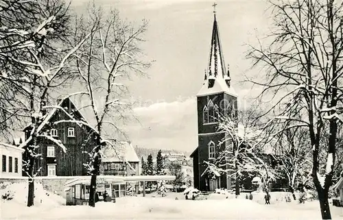 AK / Ansichtskarte Braunlage Heinrich Jasper Platz Kirche Winterimpressionen Braunlage
