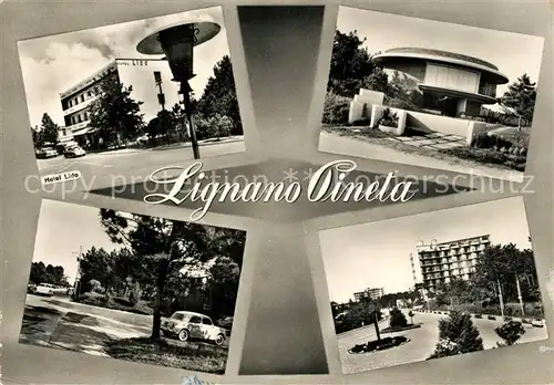 AK / Ansichtskarte Lignano_Pineta Hotel Lido Strassenpartie Hochhaus  Lignano Pineta