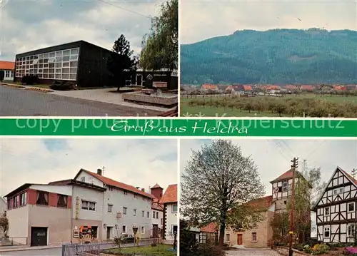 AK / Ansichtskarte Heldra Schule Ladengeschaeft Fachwerkhaus Landschaftspanorama Heldra