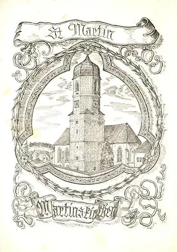 AK / Ansichtskarte Martinskirchen Katholische Kirche St Martin Zeichnung Walter Pera Kuenstlerkarte Martinskirchen