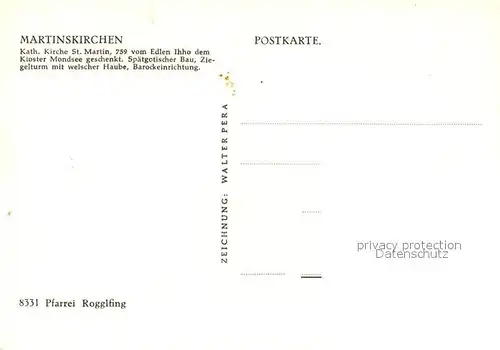 AK / Ansichtskarte Martinskirchen Katholische Kirche St Martin Zeichnung Walter Pera Kuenstlerkarte Martinskirchen