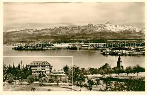 AK / Ansichtskarte ueberlingen_Bodensee Kurhotel St Leonhard Blick ueber den See zum Saentis Appenzeller Alpen ueberlingen Bodensee
