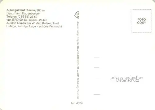 AK / Ansichtskarte Ellmau_Tirol Alpengasthof Riesen Ellmau Tirol