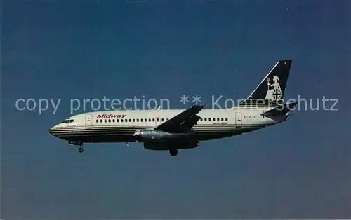 AK / Ansichtskarte Flugzeuge_Zivil Midway Airlines Boeing B 737 204 Advanced G BJCT MSN 22638 Flugzeuge Zivil