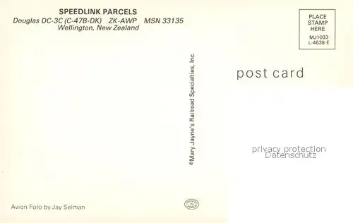 AK / Ansichtskarte Flugzeuge_Zivil Speedlink Parcels Douglas DC 3C ZK AWP MSN 33135 Flugzeuge Zivil