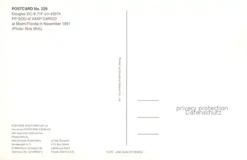AK / Ansichtskarte Flugzeuge_Zivil VASP Cargo Douglas DC 8 71F c n 45974 PP SOO  Flugzeuge Zivil