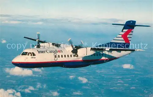 AK / Ansichtskarte Flugzeuge_Zivil Inter Quebec Aerospatiale Aeritalia ATR 42 C FIQB MSN 112 Flugzeuge Zivil