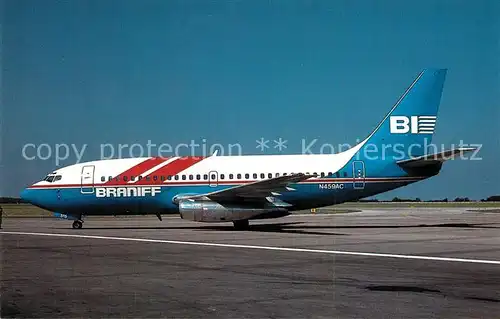 AK / Ansichtskarte Flugzeuge_Zivil Braniff Boeing 737 222 Flugzeuge Zivil
