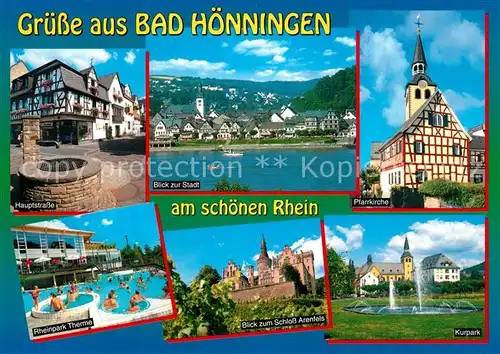 AK / Ansichtskarte Bad_Hoenningen Pfarrkirche Hauptstrasse Schloss Arenfels Bad_Hoenningen