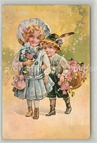 AK / Ansichtskarte Kinder_Child_Enfants Glueckwunsch Hutmode Blumen  Kinder_Child_Enfants