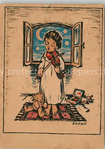 AK / Ansichtskarte Arnulf Kind Geige Teddybaer  Arnulf