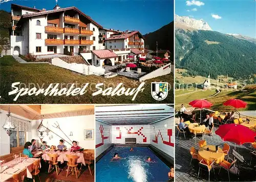 AK / Ansichtskarte Salouf_Graubuenden Sporthotel Restaurant Terrasse Hallenbad Alpenblick Salouf Graubuenden