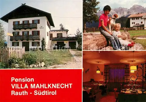 AK / Ansichtskarte Rauth_Obereggen Pension Villa Mahlknecht Restaurant Kinder mit Hund 