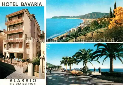 AK / Ansichtskarte Alassio Hotel Restaurant Bavaria Promenade Palmen Kuestenpanorama Riviera dei Fiori Alassio