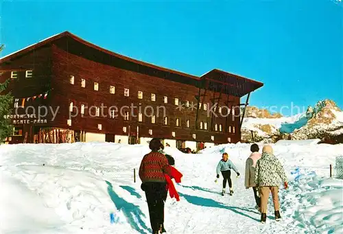 AK / Ansichtskarte St_Christina Sporthotel Monte Pana con il Gruppo Cir Wintersportplatz Dolomiten St_Christina