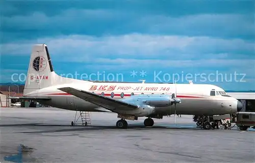 AK / Ansichtskarte Flugzeuge_Zivil BKS Hawker Siddeley 748 214 G ATAM c n 1576 Flugzeuge Zivil