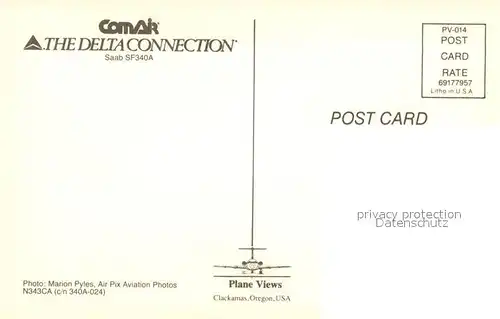 AK / Ansichtskarte Flugzeuge_Zivil Comair Saab SF340A N343CA Flugzeuge Zivil