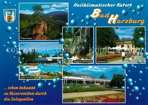 AK / Ansichtskarte Bad_Harzburg Rabenklippe Solotherme Badepark Radauer Wasserfall Kurhaus Bad_Harzburg