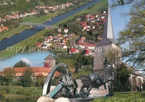 AK / Ansichtskarte Hagenohsen Weserbruecke Kirchohsen Petri Kirche Brunnen Markt  Hagenohsen