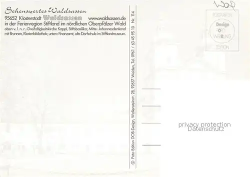 AK / Ansichtskarte Waldsassen Dreifaltigkeitskirche Stiftsbasilika Johannesdenkmal Brunnen Schule Waldsassen