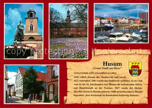 AK / Ansichtskarte Husum_Nordfriesland Tine Marienkirche Krokusbluete Schloss Hafen Theodor Storm Haus  Husum_Nordfriesland