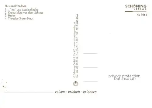 AK / Ansichtskarte Husum_Nordfriesland Tine Marienkirche Krokusbluete Schloss Hafen Theodor Storm Haus  Husum_Nordfriesland