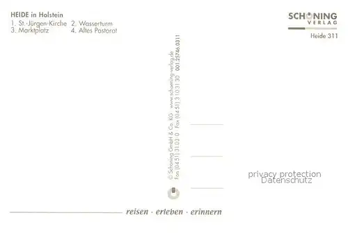 AK / Ansichtskarte Heide_Holstein Sankt Juergen Kirche Marktplatz Wasserturm Pastorat Chronik Heide_Holstein