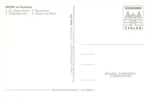 AK / Ansichtskarte Heide_Holstein Sankt Juergen Kirche Fussgaengerzone Wasserturm Haeuser am Markt Heide_Holstein