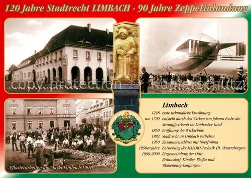 AK / Ansichtskarte Limbach_Oberfrohna Rathaus Landung LZ 17 Stadtpark Pflasterarbeiten Markt Chronik Limbach Oberfrohna
