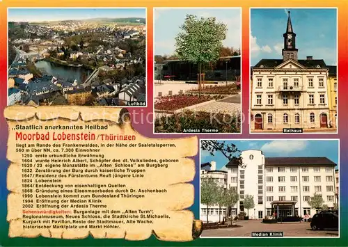 AK / Ansichtskarte Lobenstein_Bad Rathaus Ardesia Therme Median Klinik Fliegeraufnahme Chronik Lobenstein_Bad