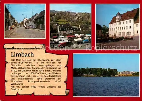 AK / Ansichtskarte Limbach_Oberfrohna Helenenstrasse Markt Rathausinnenhof Grosser Teich Limbach Oberfrohna
