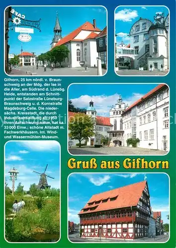AK / Ansichtskarte Gifhorn Windmuehle Kavaliershaus Schloss Chronik Gifhorn