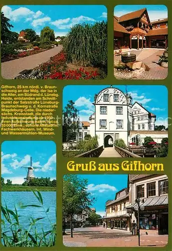 AK / Ansichtskarte Gifhorn Schloss Windmuehle Park Stadtansichten Chronik Gifhorn