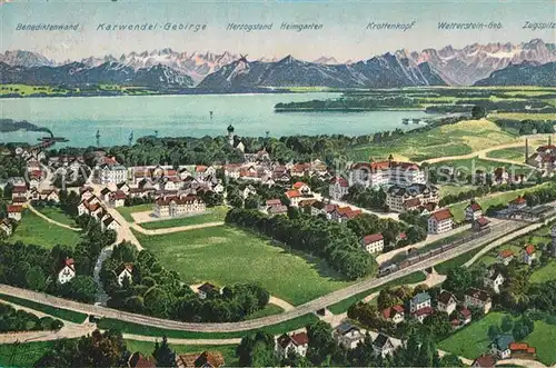 AK / Ansichtskarte Tutzing Panorama am Starnberger See mit Karwendel Gebirge Tutzing