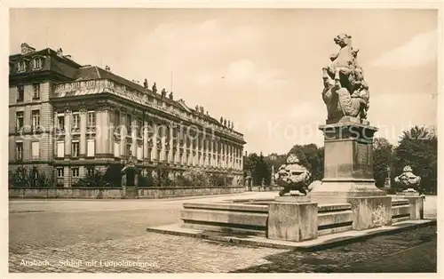 AK / Ansichtskarte Ansbach_Unterfranken Schloss mit Luitpoldbrunnen Ansbach Unterfranken